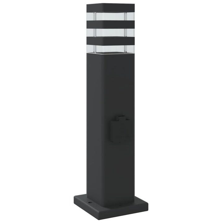 udendørs standerlampe med stikkontakt 50 cm aluminium sort