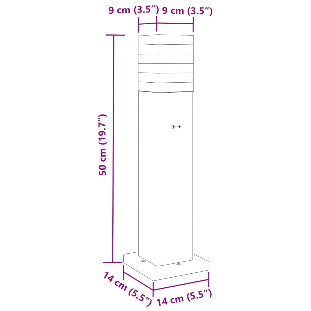 udendørs standerlampe med stikkontakt 50 cm aluminium sort