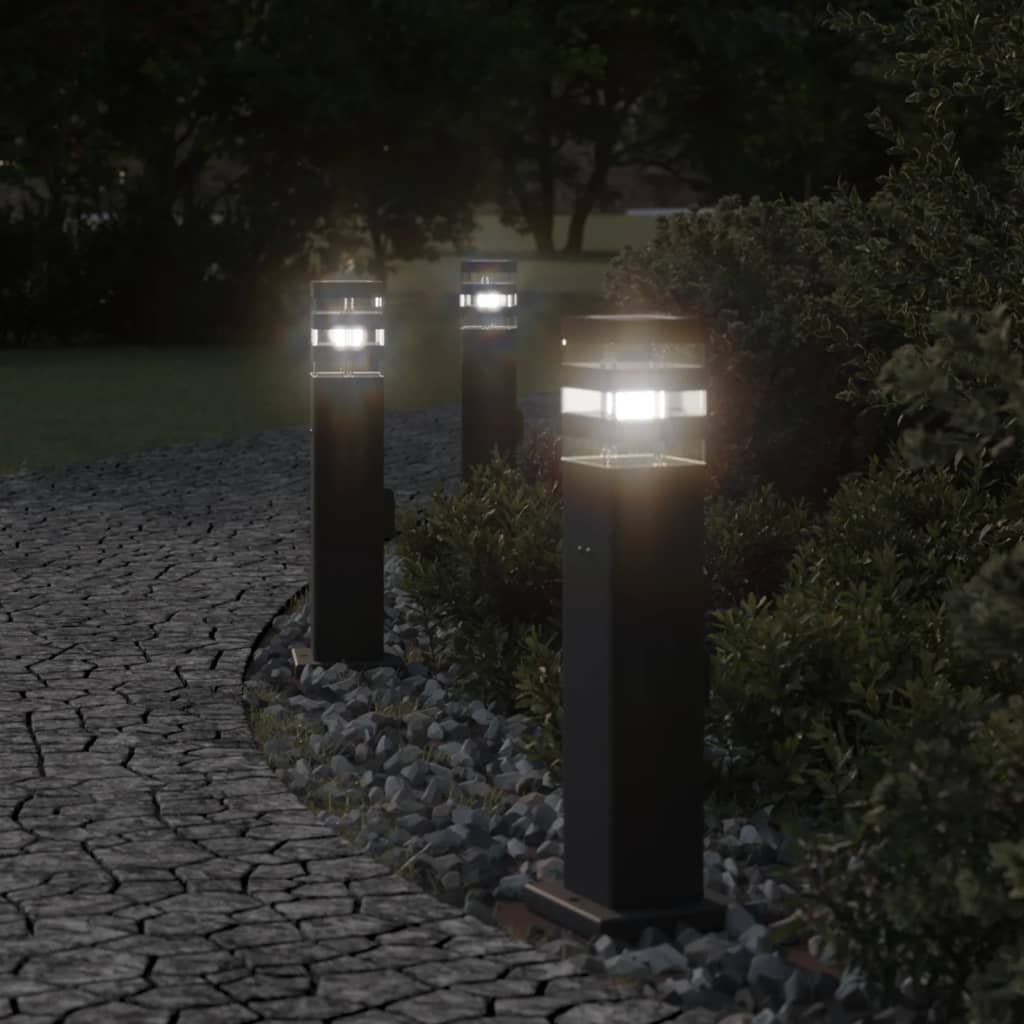 udendørs standerlampe med stikkontakt 50 cm aluminium sort