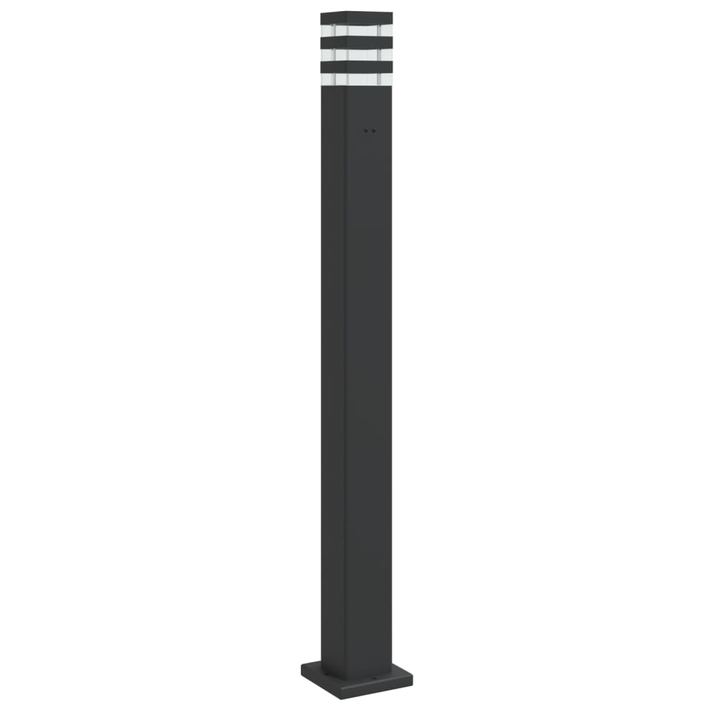 udendørs standerlampe med stikkontakt 110 cm aluminium sort