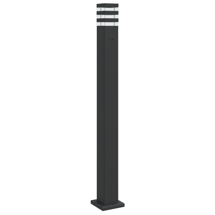 udendørs standerlampe med stikkontakt 110 cm aluminium sort