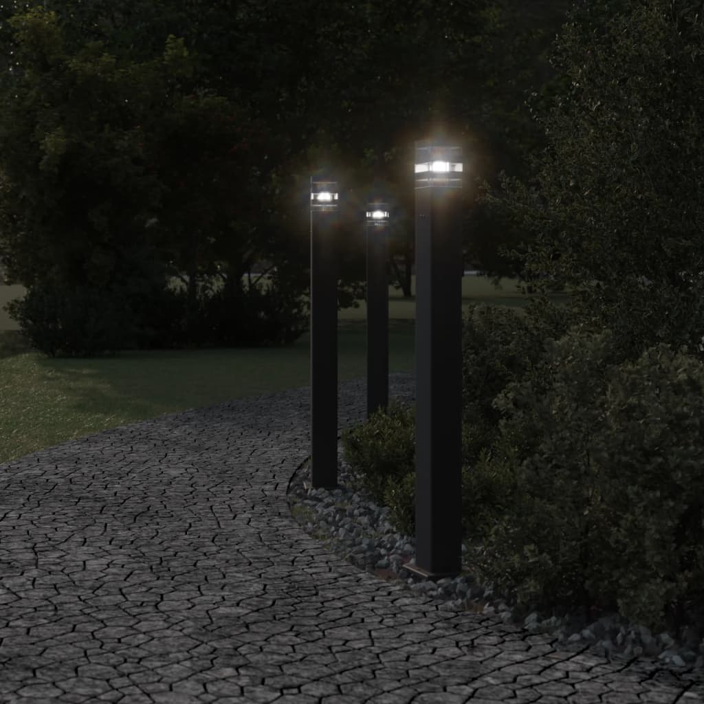 udendørs standerlampe med stikkontakt 110 cm aluminium sort