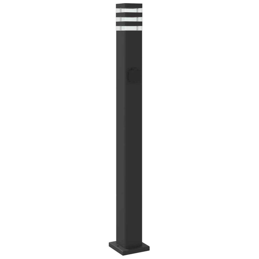 udendørs standerlampe med stikkontakt 110 cm aluminium sort