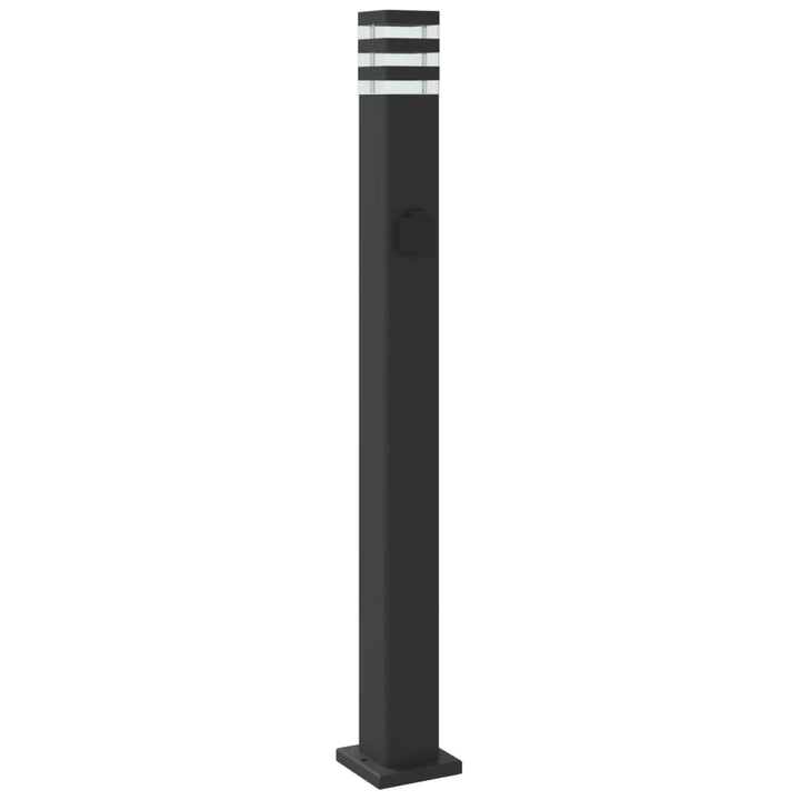 udendørs standerlampe med stikkontakt 110 cm aluminium sort