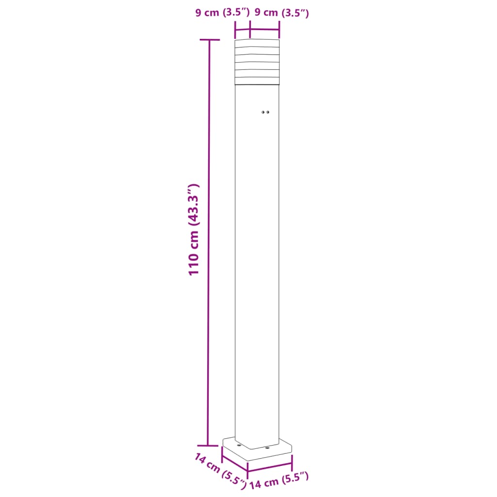 udendørs standerlampe med stikkontakt 110 cm aluminium sort