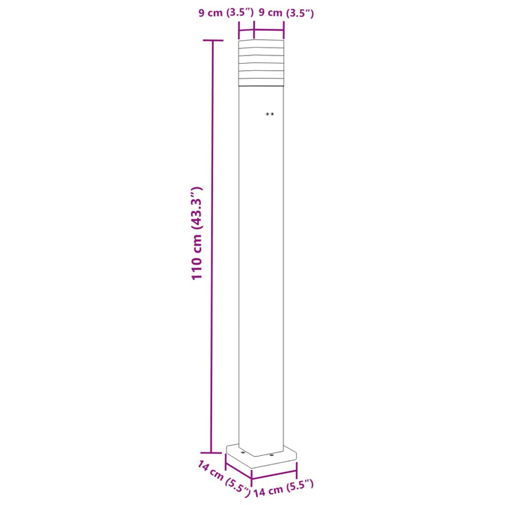 udendørs standerlampe med stikkontakt 110 cm aluminium sort