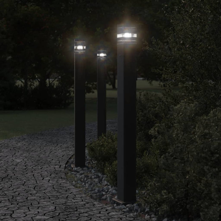 udendørs standerlampe med stikkontakt 110 cm aluminium sort