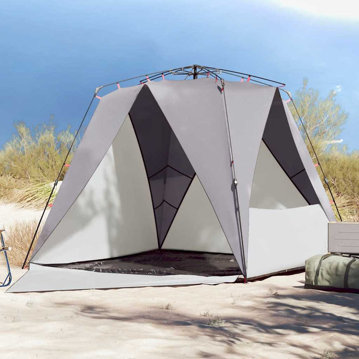 4-personers campingtelt vandtæt quick-release grå