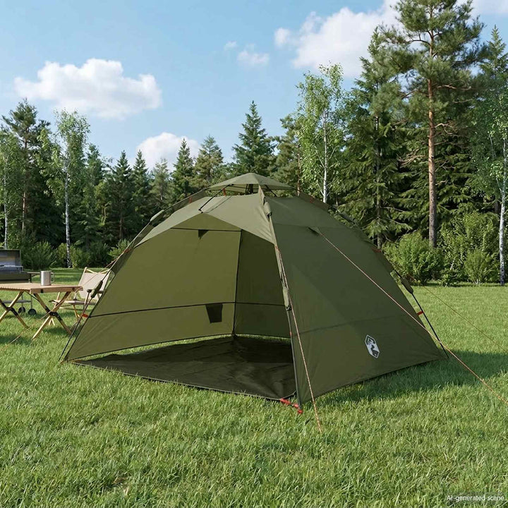 4-personers fisketelt quick release olivengrøn