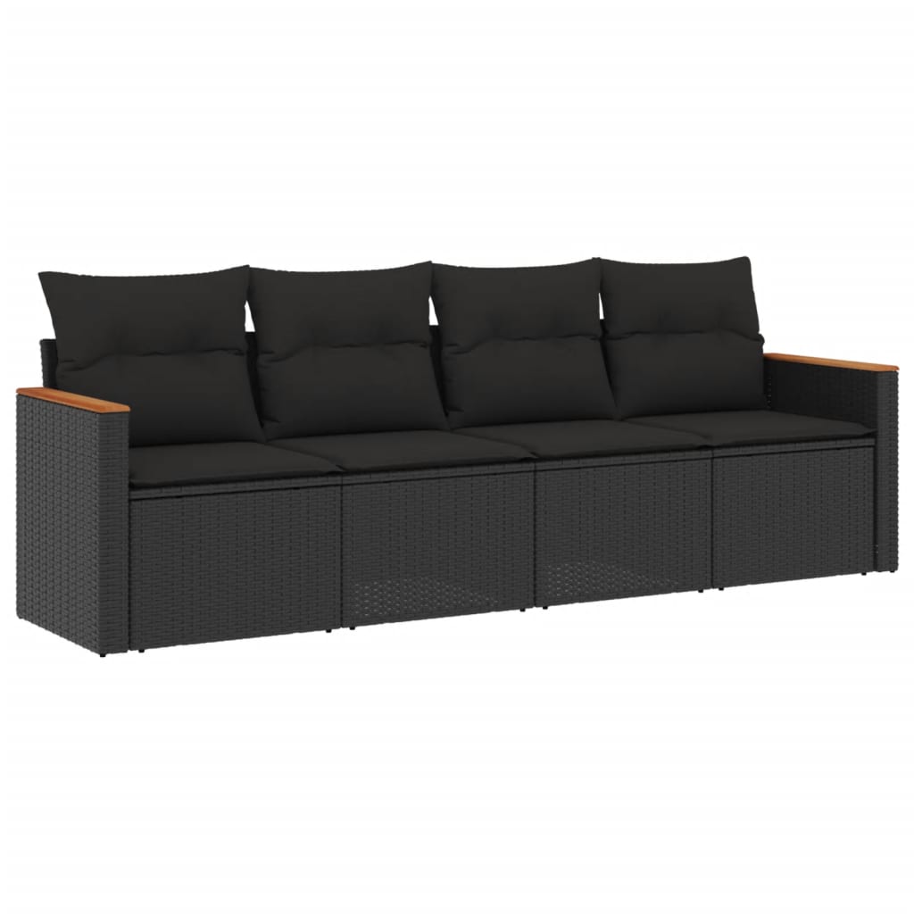 sofasæt til haven 4 dele med hynder polyrattan sort