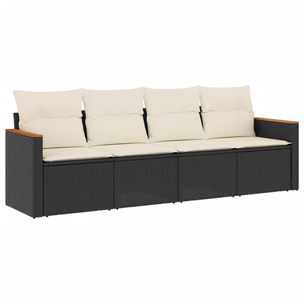 sofasæt til haven 4 dele med hynder polyrattan sort