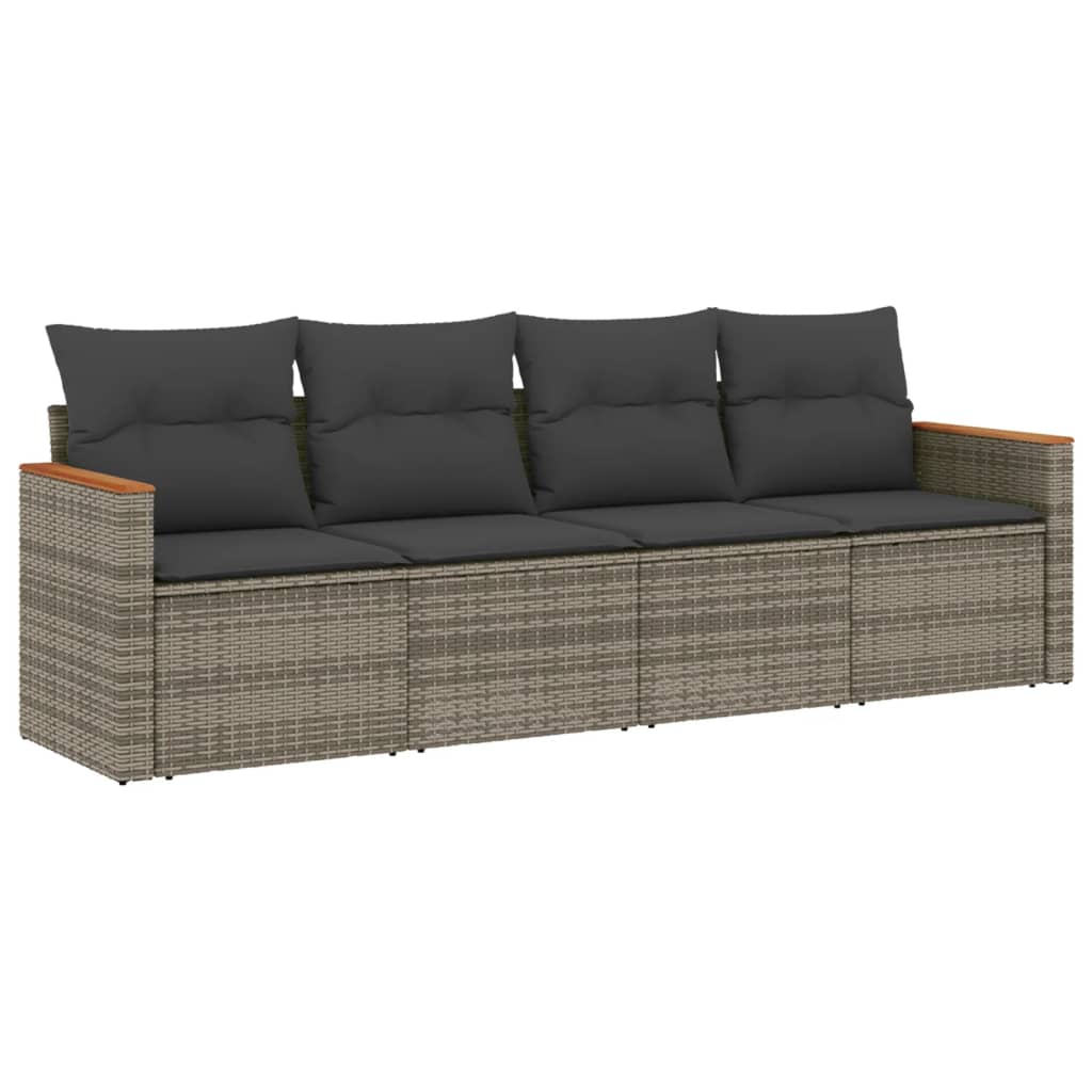 sofasæt til haven 4 dele med hynder polyrattan grå