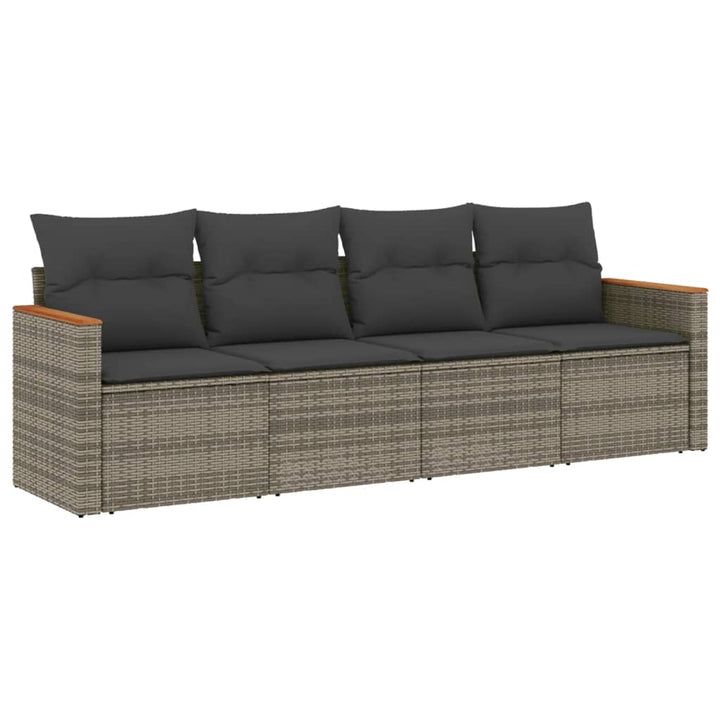 sofasæt til haven 4 dele med hynder polyrattan grå