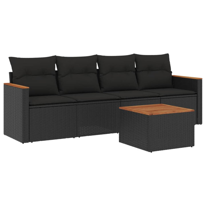 sofasæt til haven 5 dele med hynder polyrattan sort