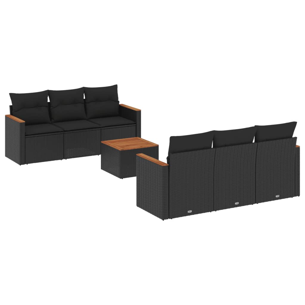 sofasæt til haven 7 dele med hynder polyrattan sort