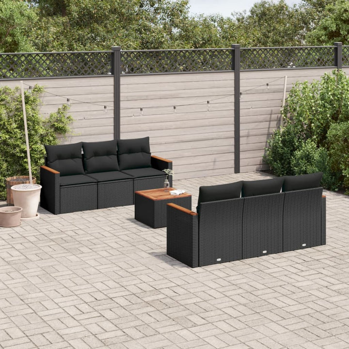 sofasæt til haven 7 dele med hynder polyrattan sort