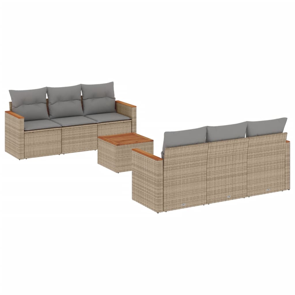 sofasæt til haven 7 dele med hynder polyrattan beige