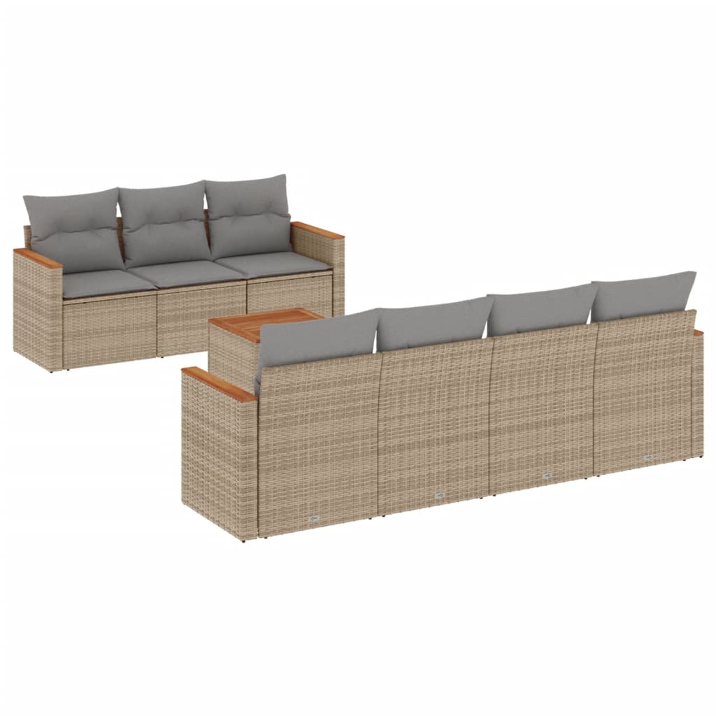 sofasæt til haven 8 dele med hynder polyrattan beige