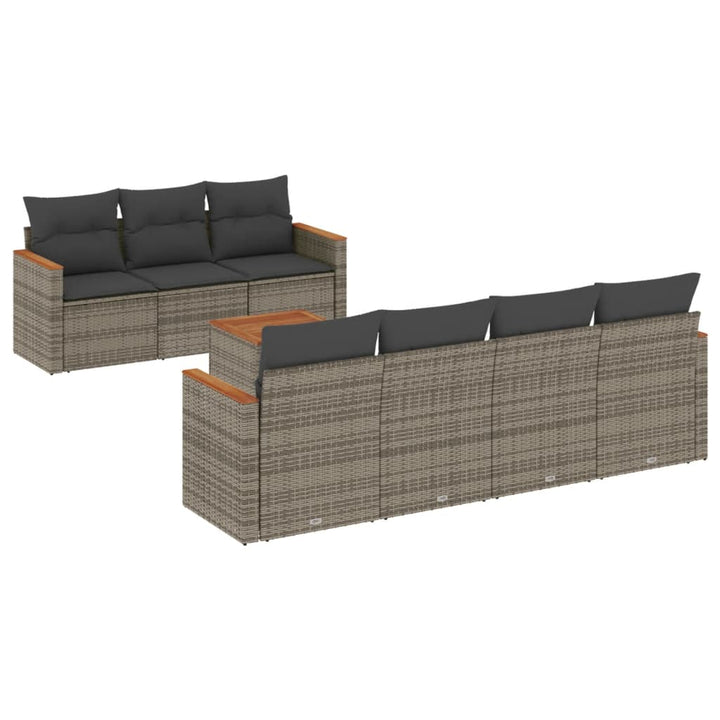 sofasæt til haven 8 dele med hynder polyrattan grå