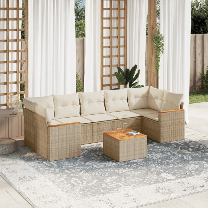sofasæt til haven 8 dele med hynder polyrattan beige