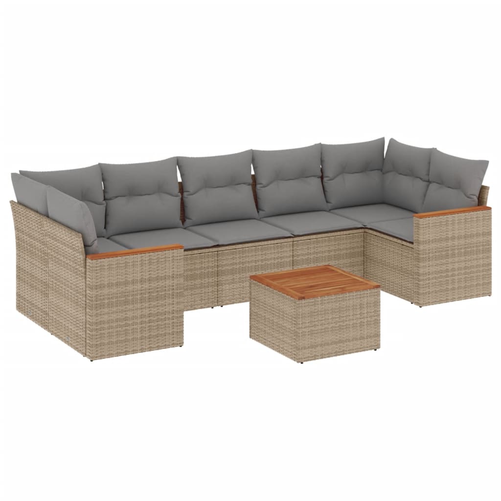 sofasæt til haven 8 dele med hynder polyrattan beige