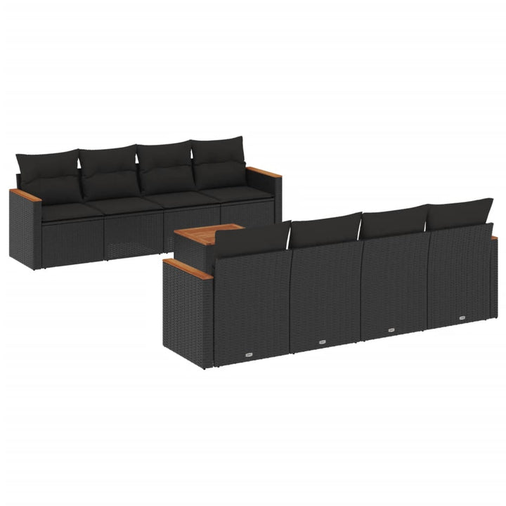 sofasæt til haven 9 dele med hynder polyrattan sort