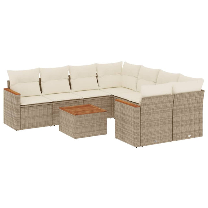 sofasæt til haven 9 dele med hynder polyrattan beige