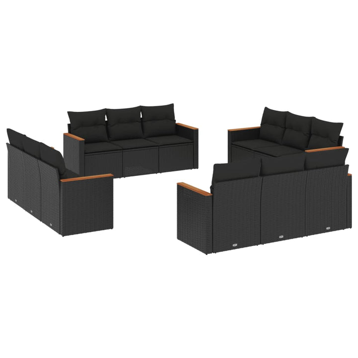 sofasæt til haven 12 dele med hynder polyrattan sort