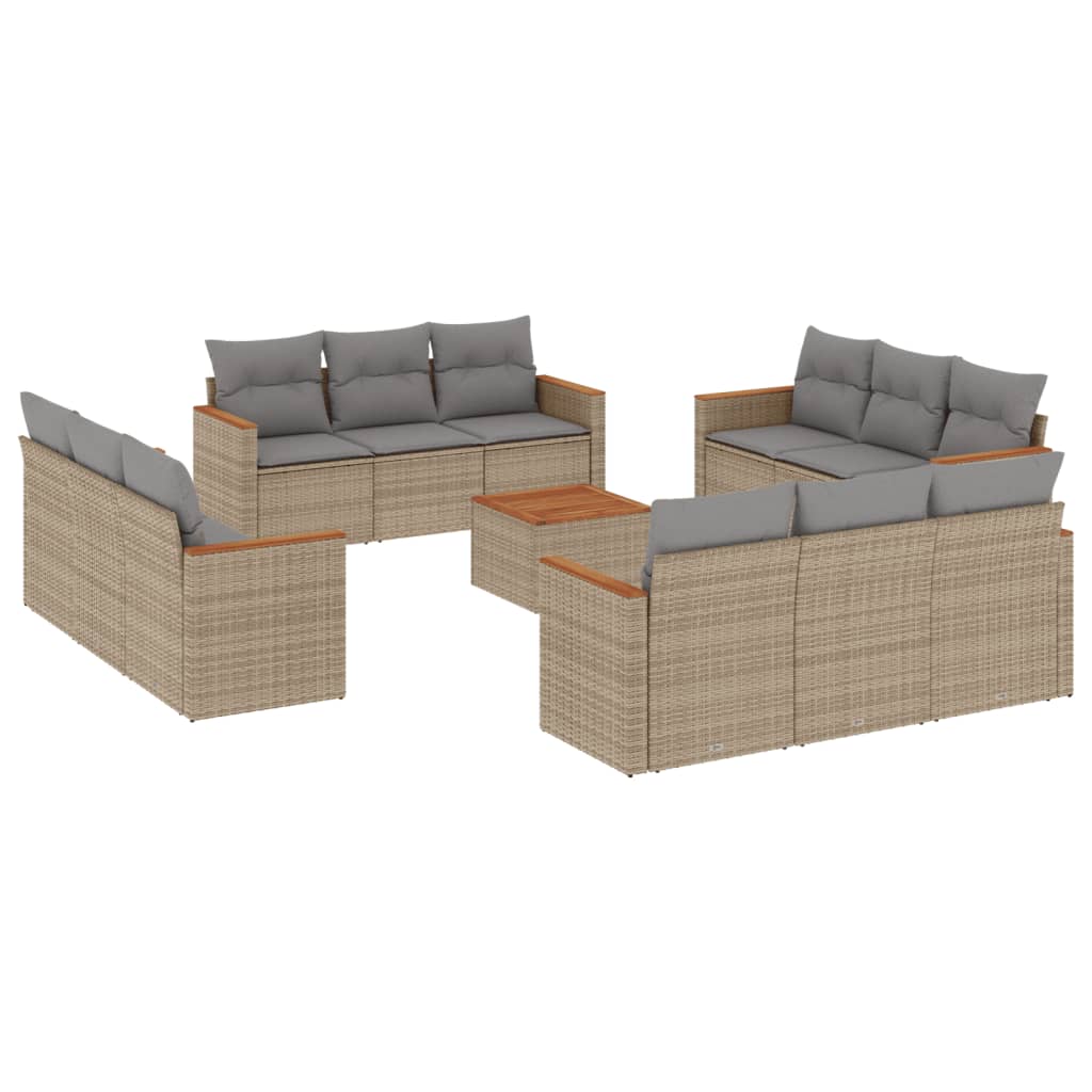 sofasæt til haven 13 dele med hynder polyrattan beige