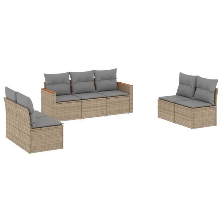 sofasæt til haven 7 dele med hynder polyrattan beige