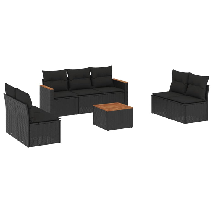 sofasæt til haven 8 dele med hynder polyrattan sort