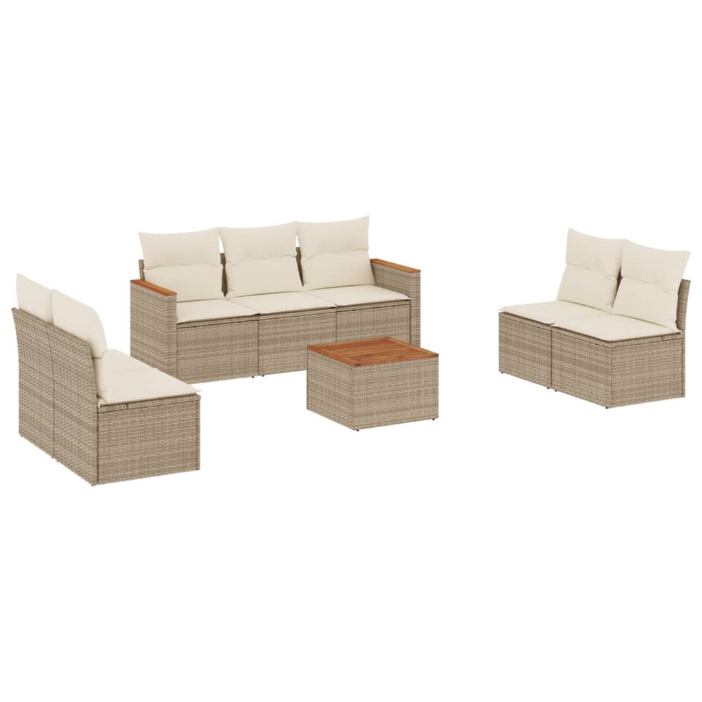 sofasæt til haven 8 dele med hynder polyrattan beige