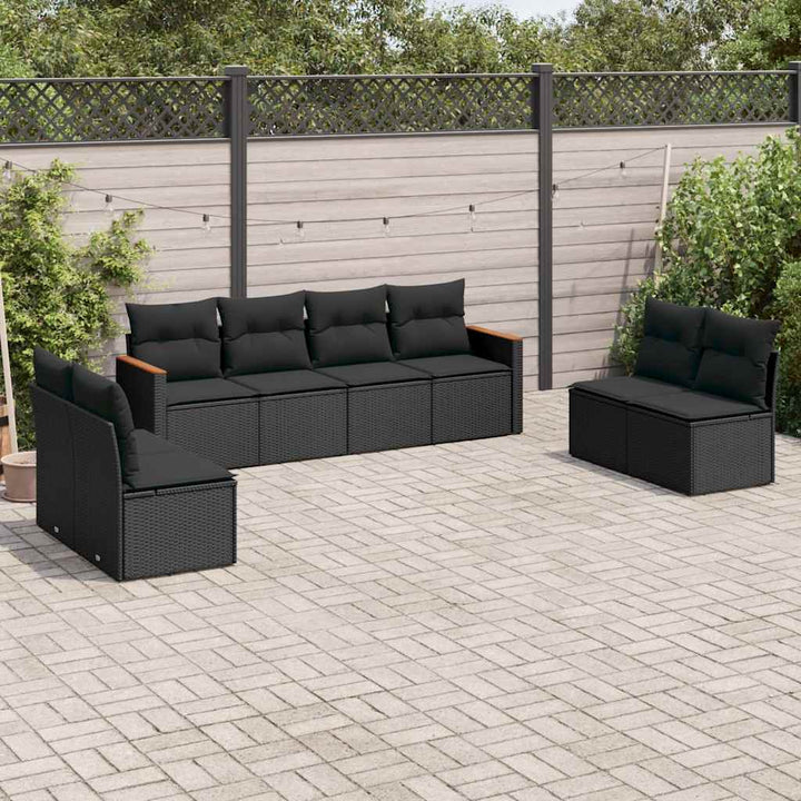sofasæt til haven 8 dele med hynder polyrattan sort