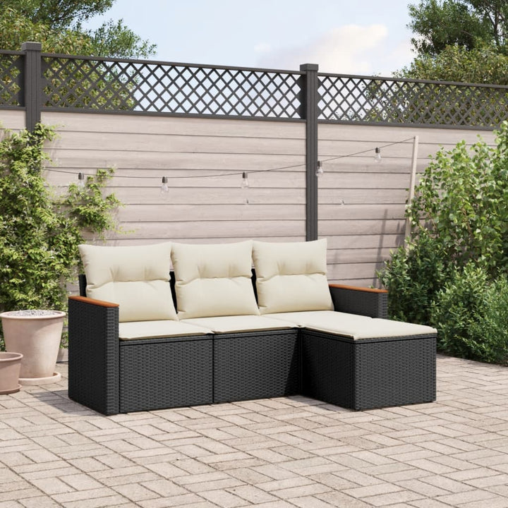 sofasæt til haven 4 dele med hynder polyrattan sort