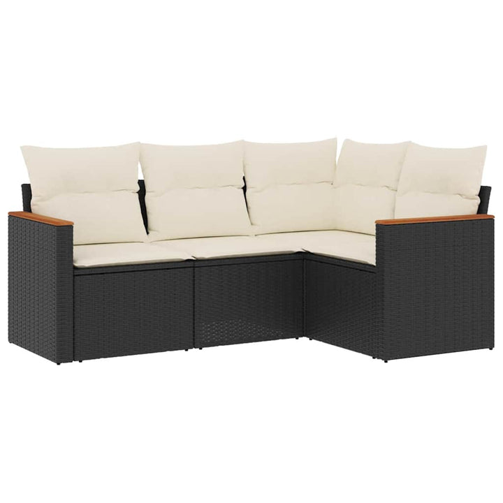 sofasæt til haven 4 dele med hynder polyrattan sort