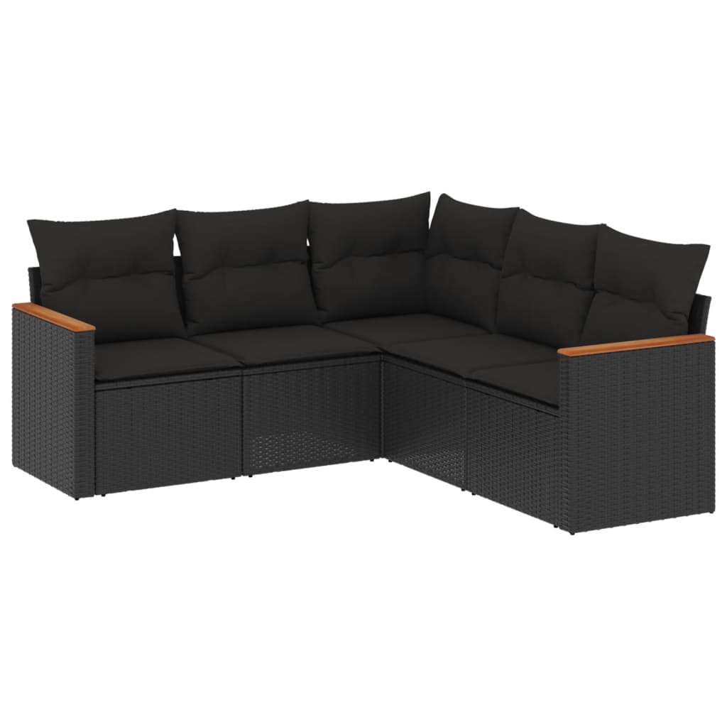 sofasæt til haven 5 dele med hynder polyrattan sort