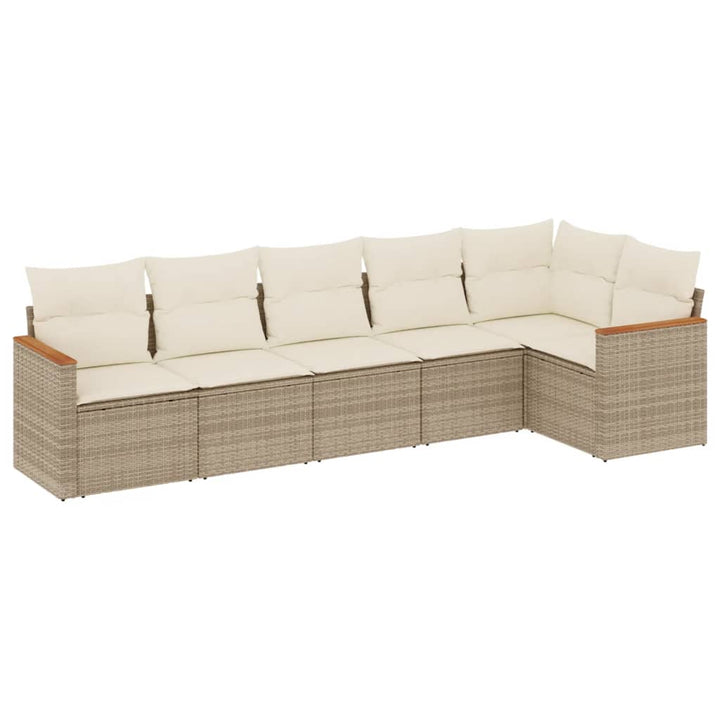 sofasæt til haven 6 dele med hynder polyrattan beige