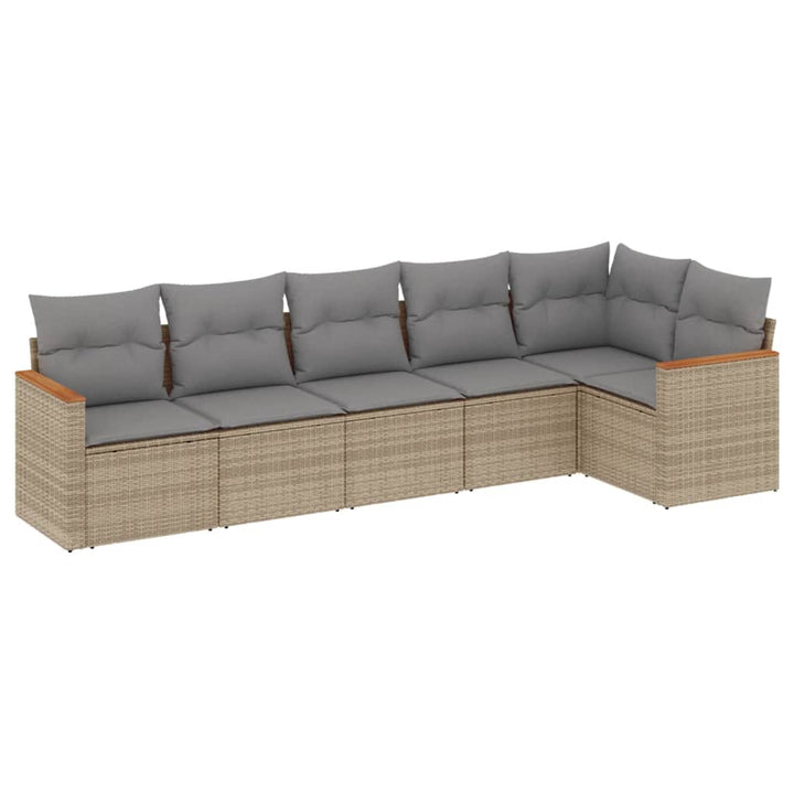 sofasæt til haven 6 dele med hynder polyrattan beige