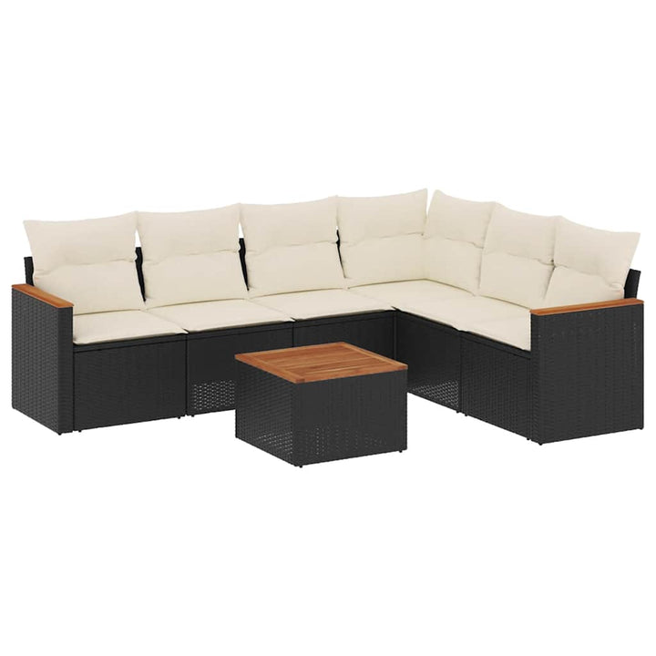 sofasæt til haven 7 dele med hynder polyrattan sort
