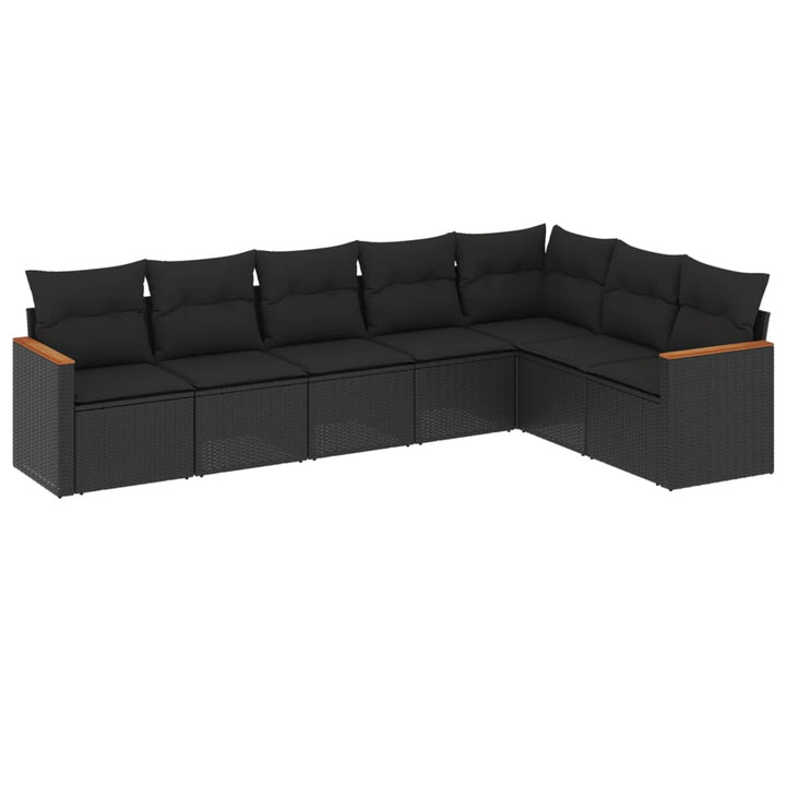 sofasæt til haven 7 dele med hynder polyrattan sort