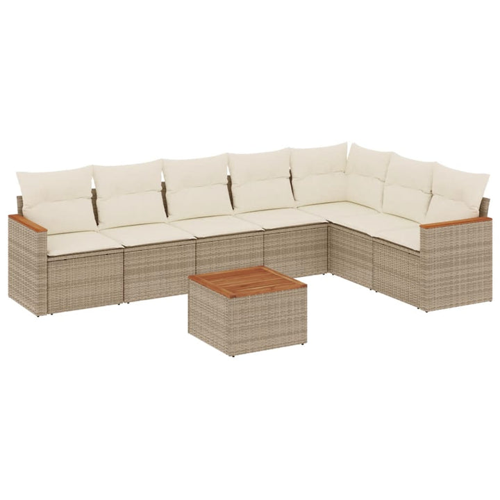 sofasæt til haven 8 dele med hynder polyrattan beige