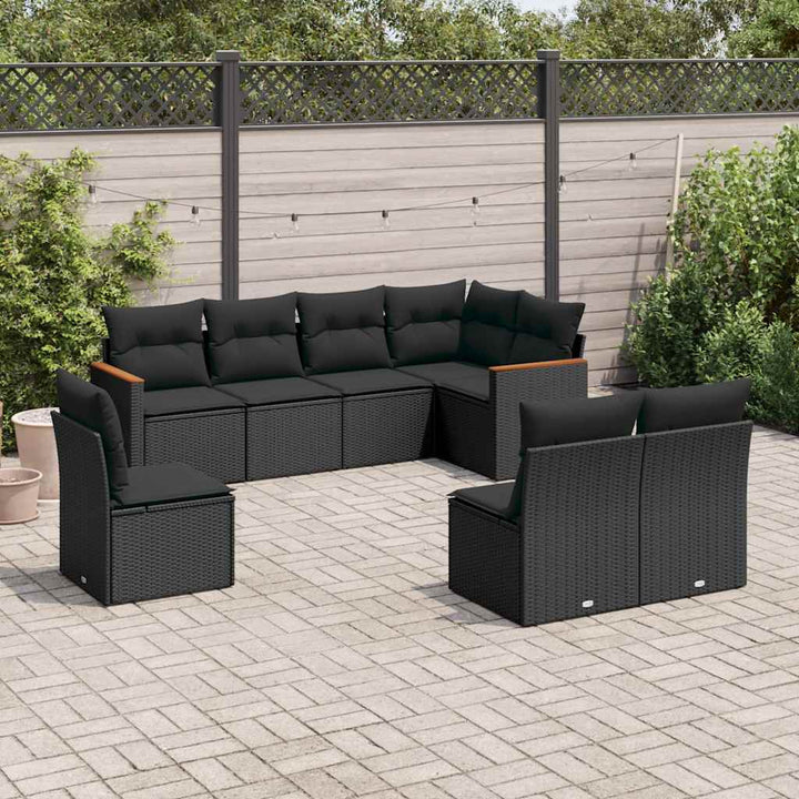 sofasæt til haven 8 dele med hynder polyrattan sort