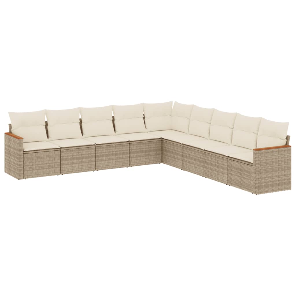 sofasæt til haven 9 dele med hynder polyrattan beige