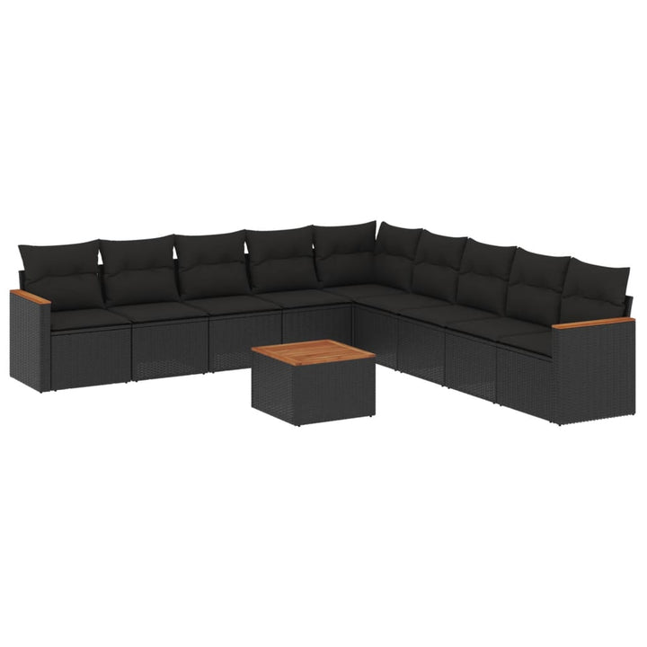 sofasæt til haven 10 dele med hynder polyrattan sort