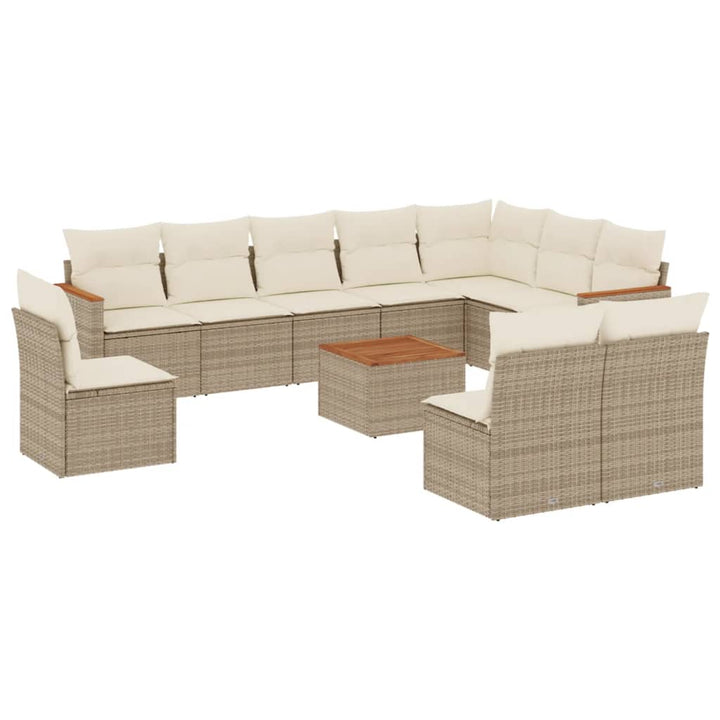 sofasæt til haven 11 dele med hynder polyrattan beige