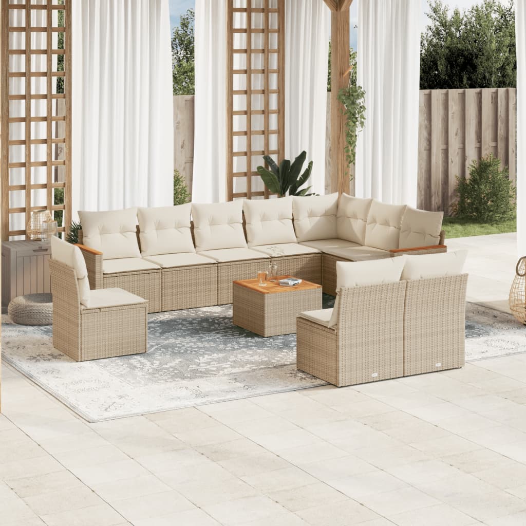 sofasæt til haven 11 dele med hynder polyrattan beige