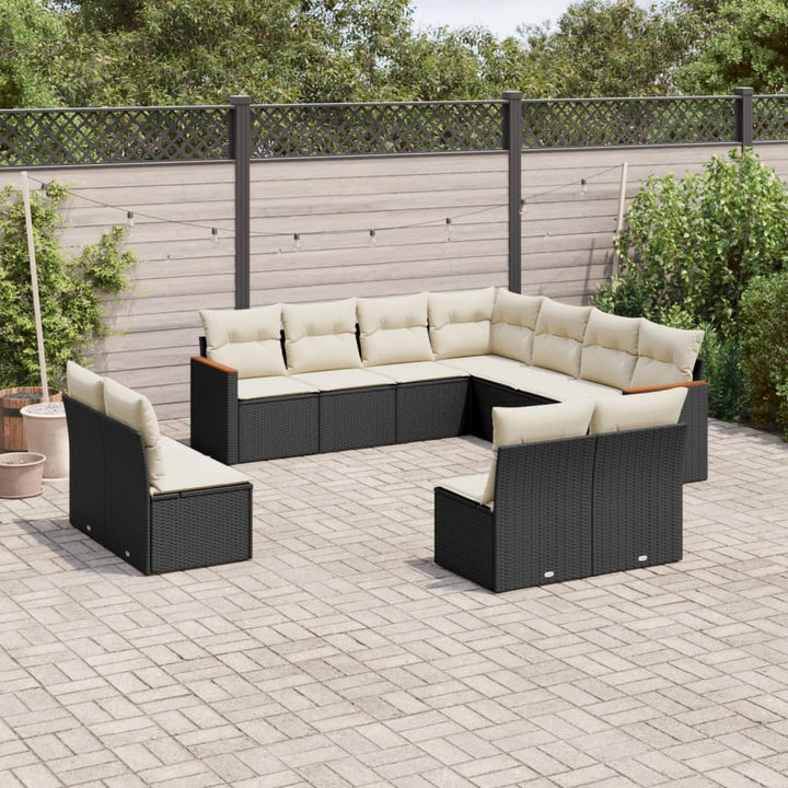 sofasæt til haven 11 dele med hynder polyrattan sort