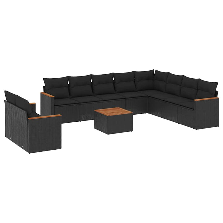 sofasæt til haven 11 dele med hynder polyrattan sort