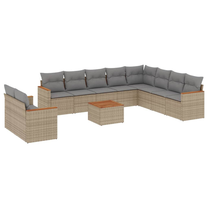sofasæt til haven 11 dele med hynder polyrattan beige