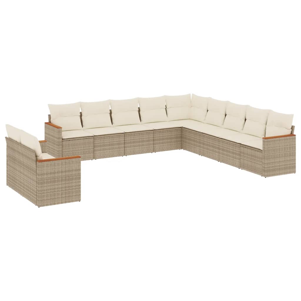 sofasæt til haven 11 dele med hynder polyrattan beige